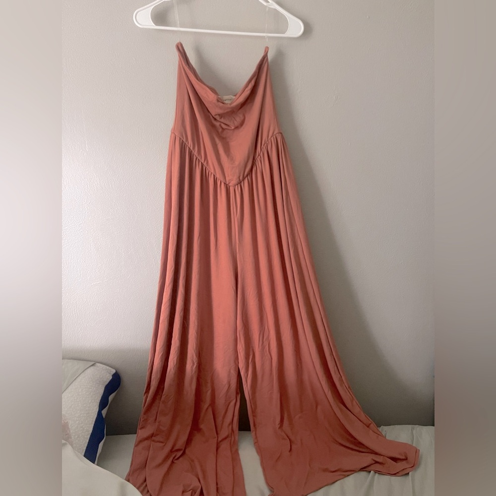 NWT Arena Jumpsuit ~ musk pink/copper wide leg tube top jumpsuit
